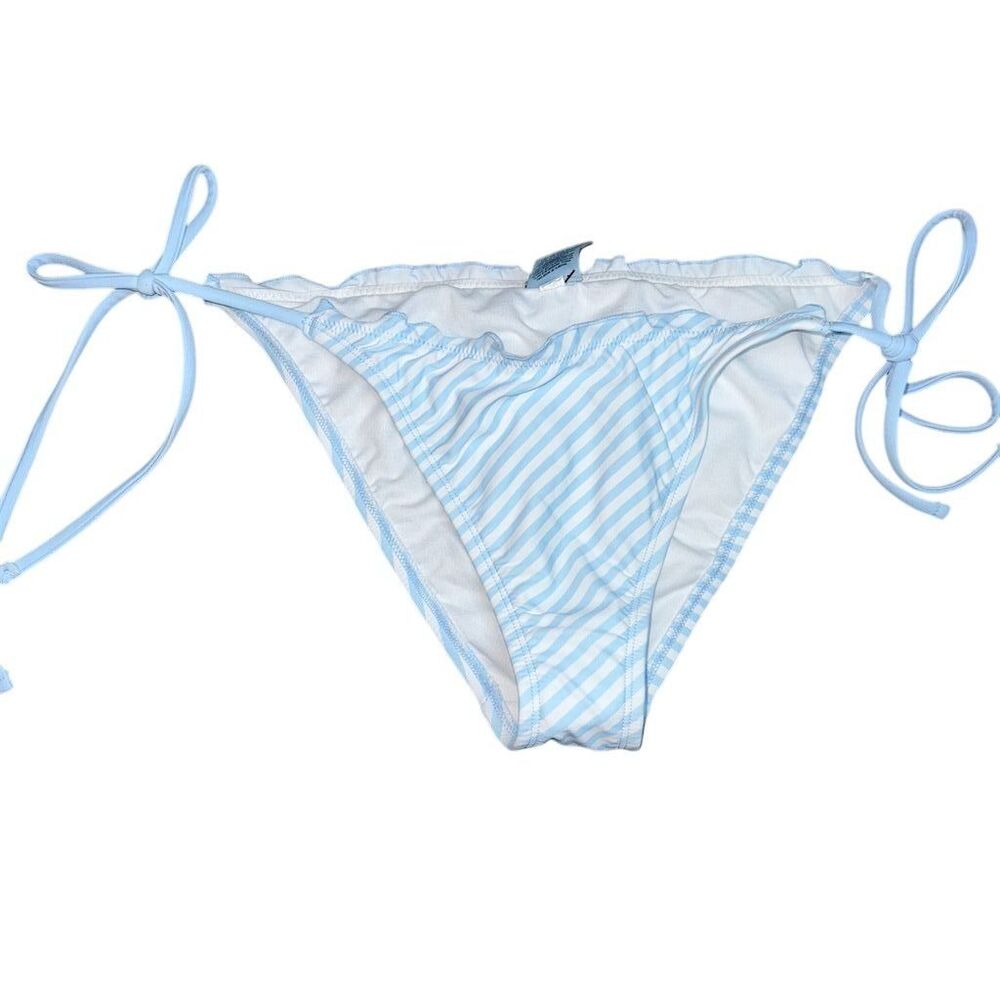 Shade & Shore Women's Blue Stripe Cheeky Bikini‎ Bottom Size M